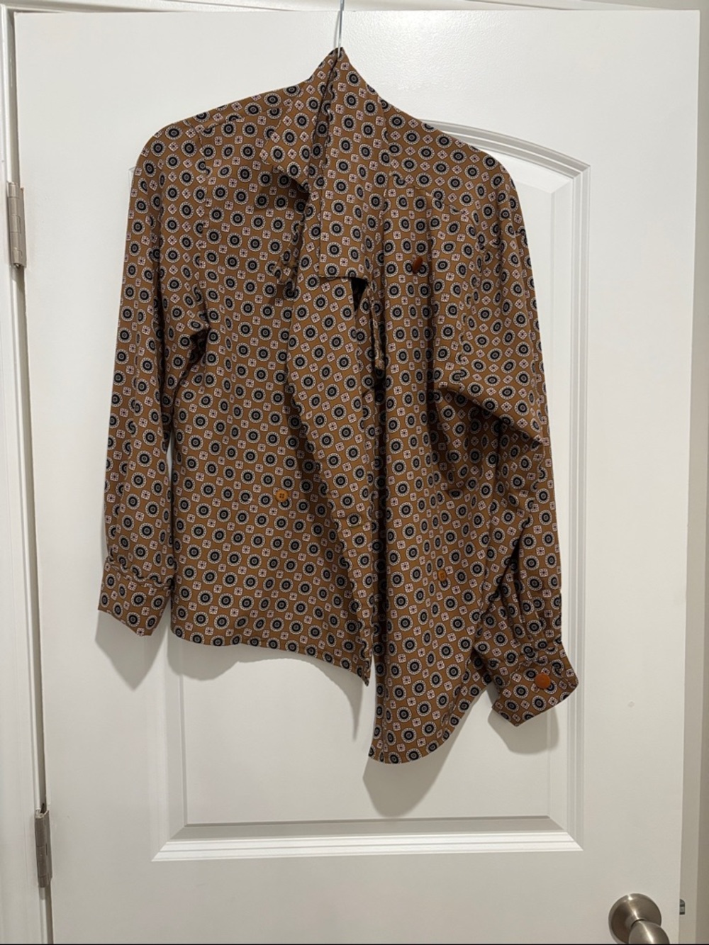 Vintage Button-Up in Brown Geo Print
